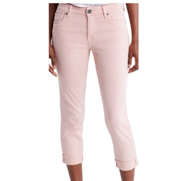 Kut from the Kloth Denim - Kut from the Kloth Amy Crop Straight Leg Roll-Up Jeans Size 16 Pink
